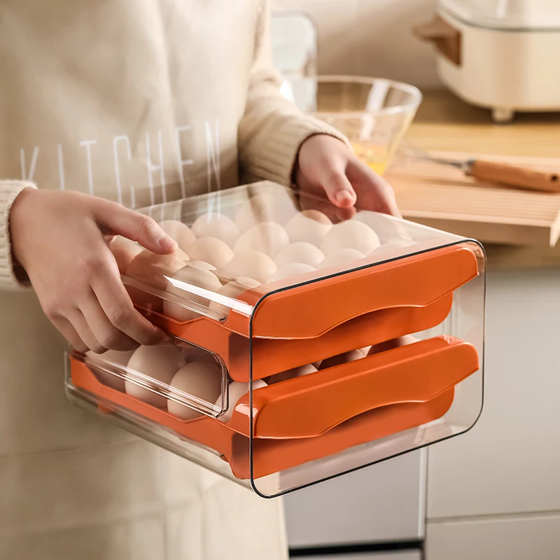Wannuo Practical family egg storage box Wholesale household double egg storage rack in kitchen