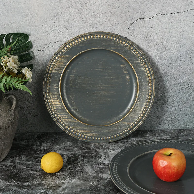 Plastic Wholesale Gold Charger Plates Wedding Bulk Hotel Party Plate charger Dinner Decorative Dinner Plates For Weddings