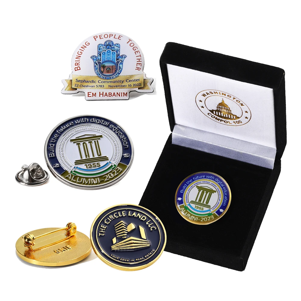 Manufacturer Metal Badge Elegant Men Brooch Pin Suit Business Brooches Lapel Brass Color Pin Enamel Pins For Men