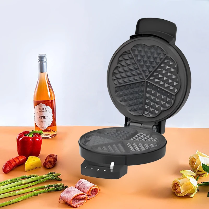 Electric Home Breakfast Heart or Round Waffle Plate Temerpature adjustable with 6 Gears Cool Touch Kitchen Cookware Waffle Maker