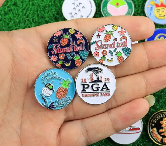 High Quality 25mm Customized Zinc Alloy Enamel Embossed Logo Golf Ball Marker Souvenir