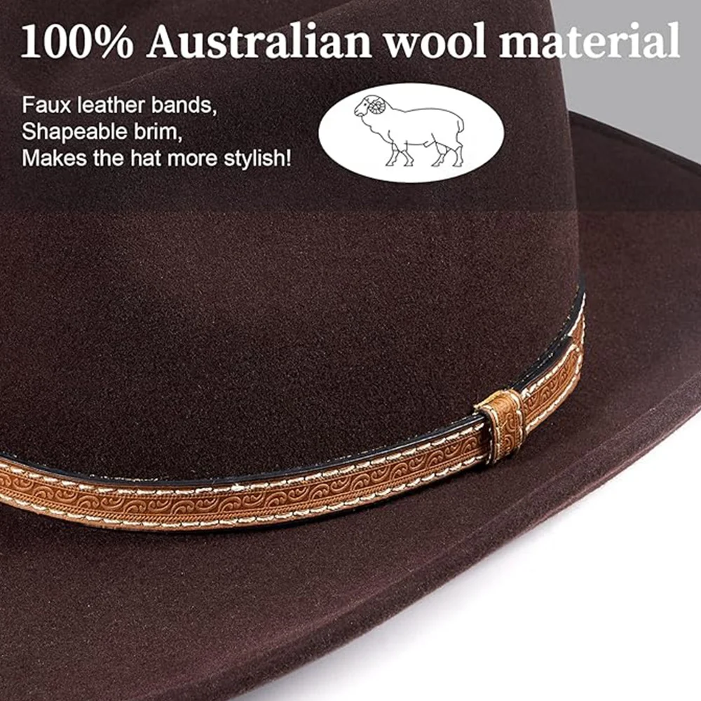 OEM ODM buy promotional manufacturing designer wooly distressed wool felt cowboy hat with custom logo for men