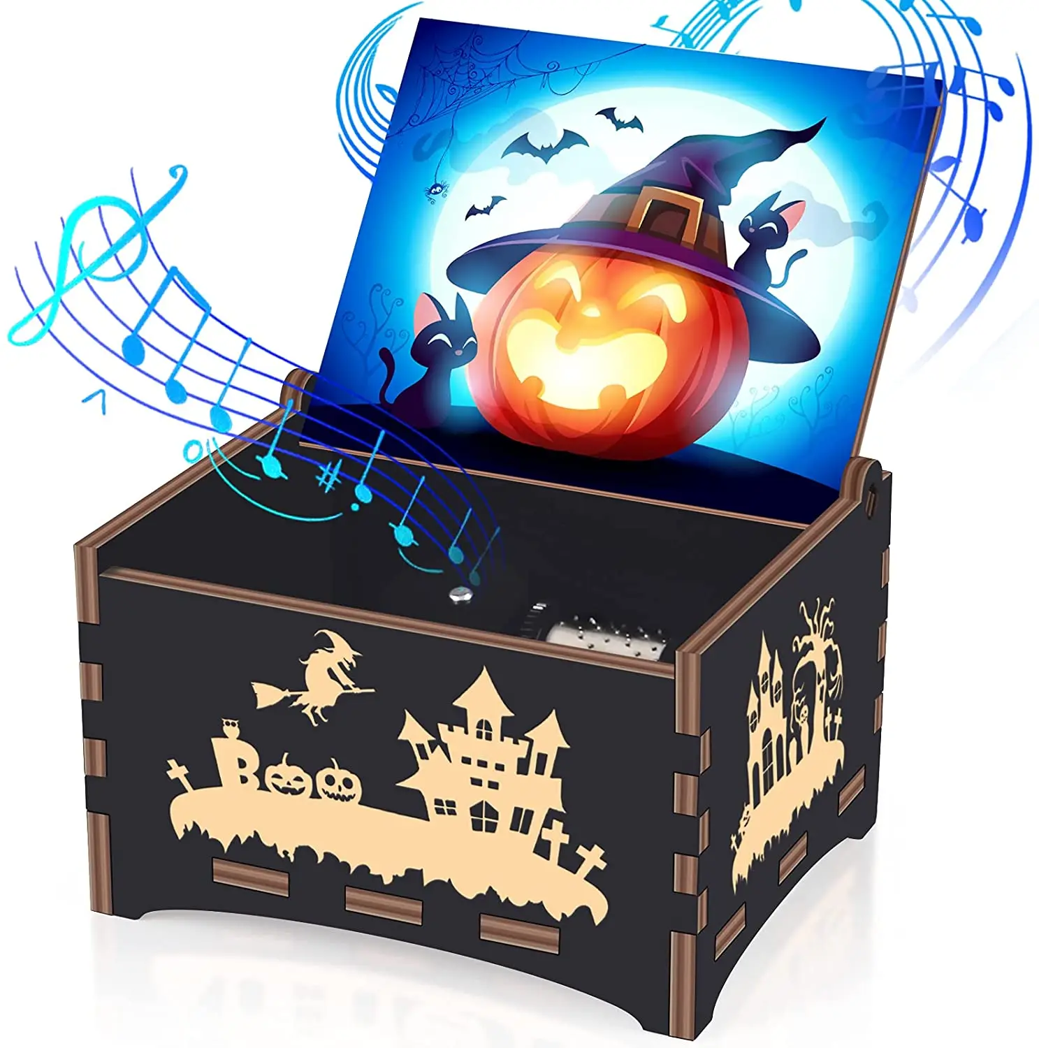 Wholesale Unique Beautiful Hand Cranked Carved Wooden Music Boxes for Anniversary Birthday Christmas Gifts