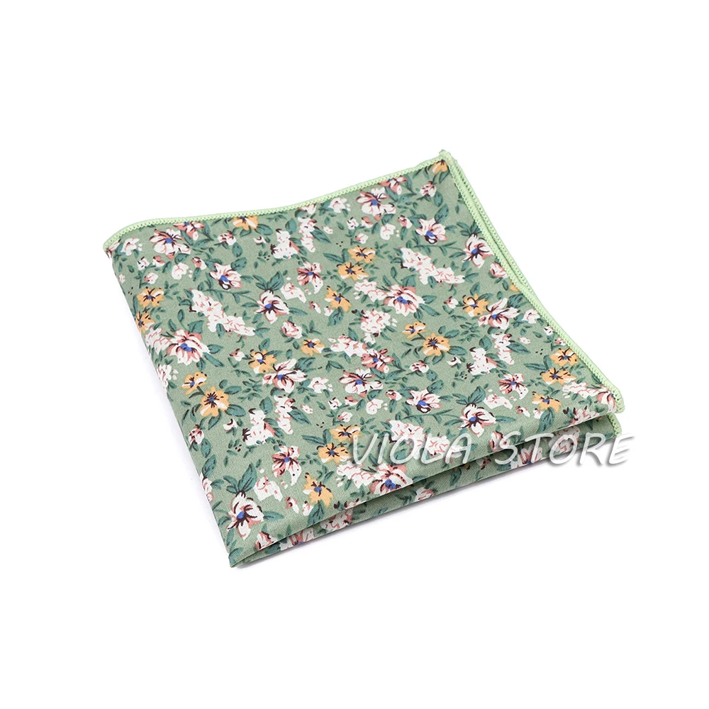 New Floral 100% Cotton 6.5cm Tie Set Bowtie Pocket Square Sage Green Men Hot Wedding Party Suit Quality Cravat Gift Accessory