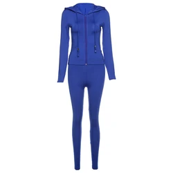 Fall Women Fitness Tracksuit Full Sleeve Hoodie And Pants Two Pieces Sets
