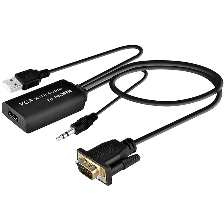 VGA to HDMI Cable, VGA to HDMI Adapter Cord Audio Connecting Old PC, Laptop a VGA Output to Monitor, HDTV HDMI Input