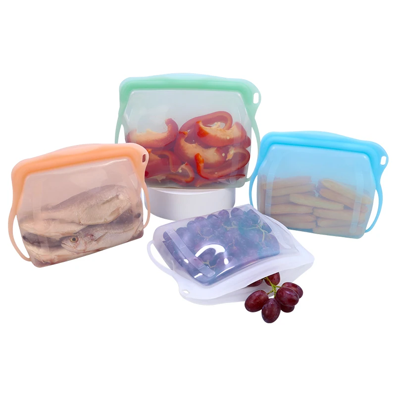 500ml 1L 1500ml BPA Free Microwave Food Safe Kitchen Foldable Ziplock Stand Up Leakproof Reusable Silicon Food Zipper Pouch Bag