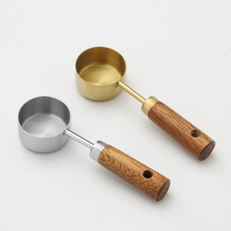 1 столовая ложка 15 мл Золотая кофейная ложка из нержавеющей стали с деревянной ручкой для кофейного чая сахарная пудра