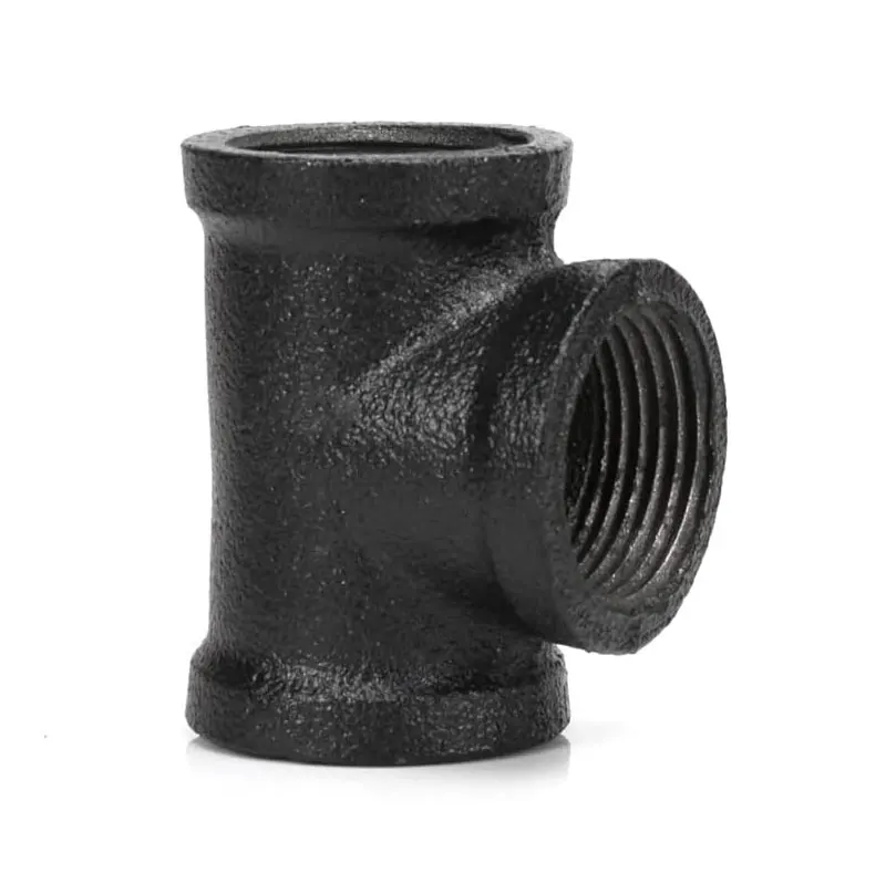 Black Metal Accessories Wall Mounted Rack Malleable Cast Iron Clamp Tee Pipe Fitting