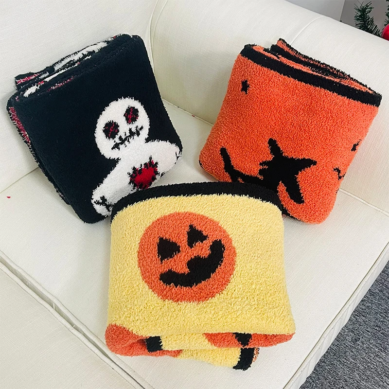 OEM ODM Oeko-Tex standard Eco-friendly Plush Reversible Throw Halloween Ghost Blanket