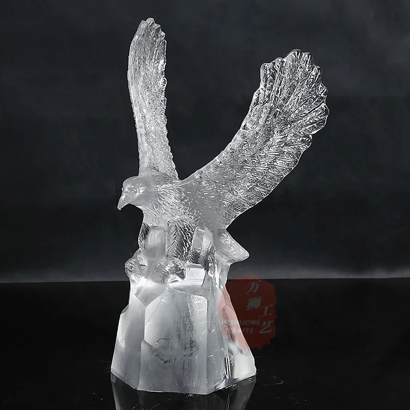 Wholesale Transparent K9 Crystal Eagle Trophy Large Glass Flying Eagle Hawks Shaped Trophies For Corporation Gift CBG-14A