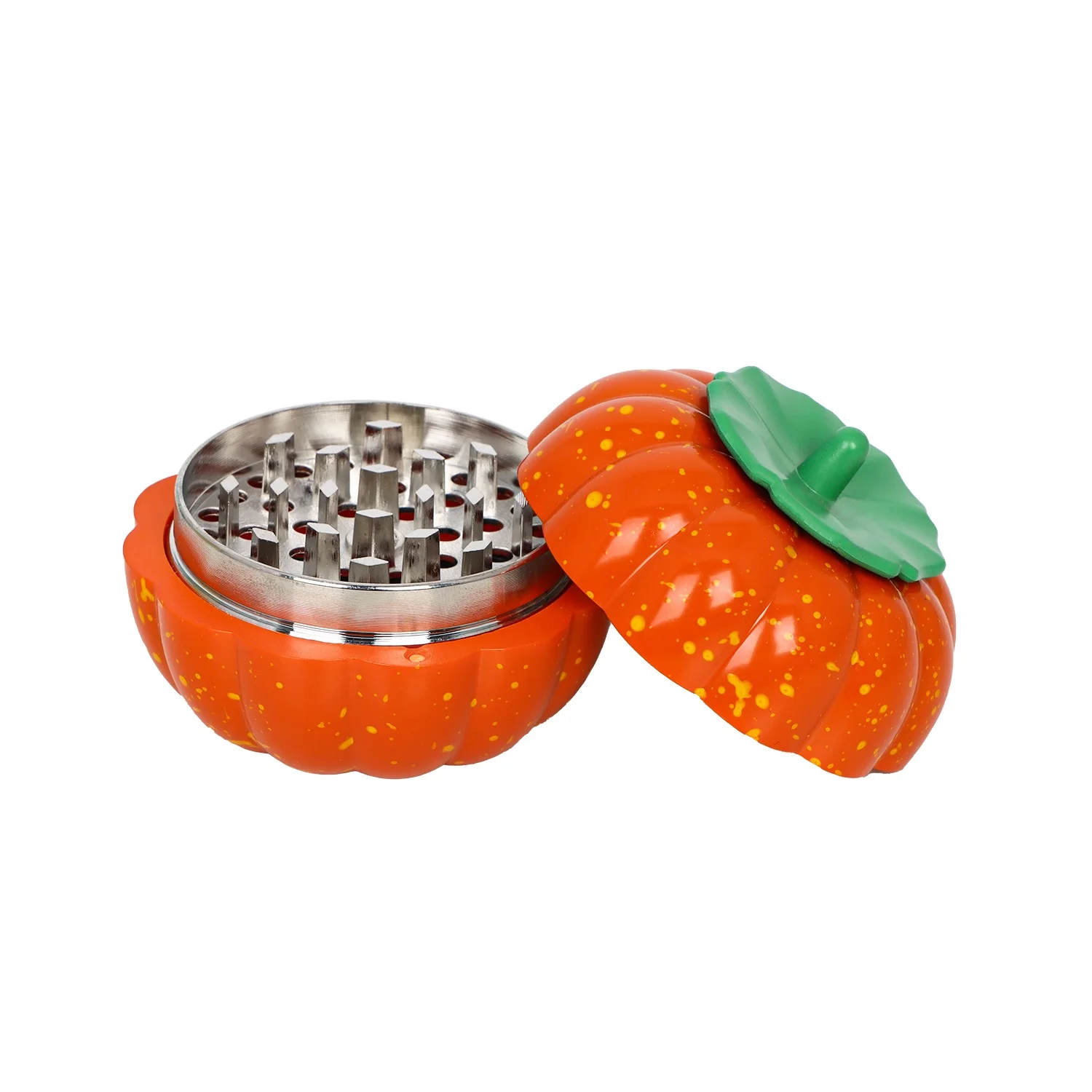 Wholesale Persimmon Shaped Fruit Design Custom Print Logo 3Layer Parts Plastic Zinc Alloy Metal Pepper Herb Grinder Mill Crusher