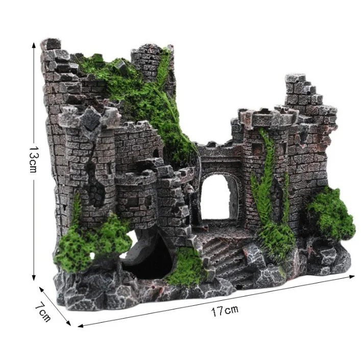 Aquascape beautification ornaments resin fish tank ancient castle decoration aquarium cavern building decoration