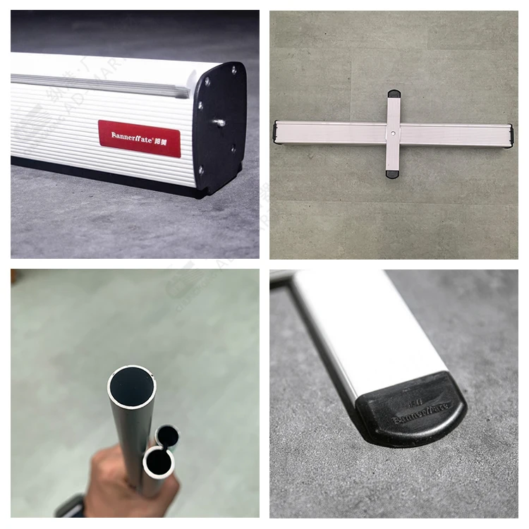 Plastic  roll up banner Scrolling banner stand with base.Plastic scroll up sign stand with  tiny foot.Stable rolling banner.