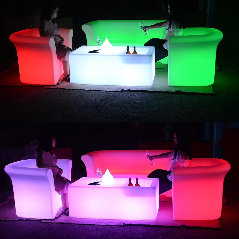 led nightclub furniture sofa glowing light up cocktail plastic furniture led bar table and chair sofa sets for event outdoor