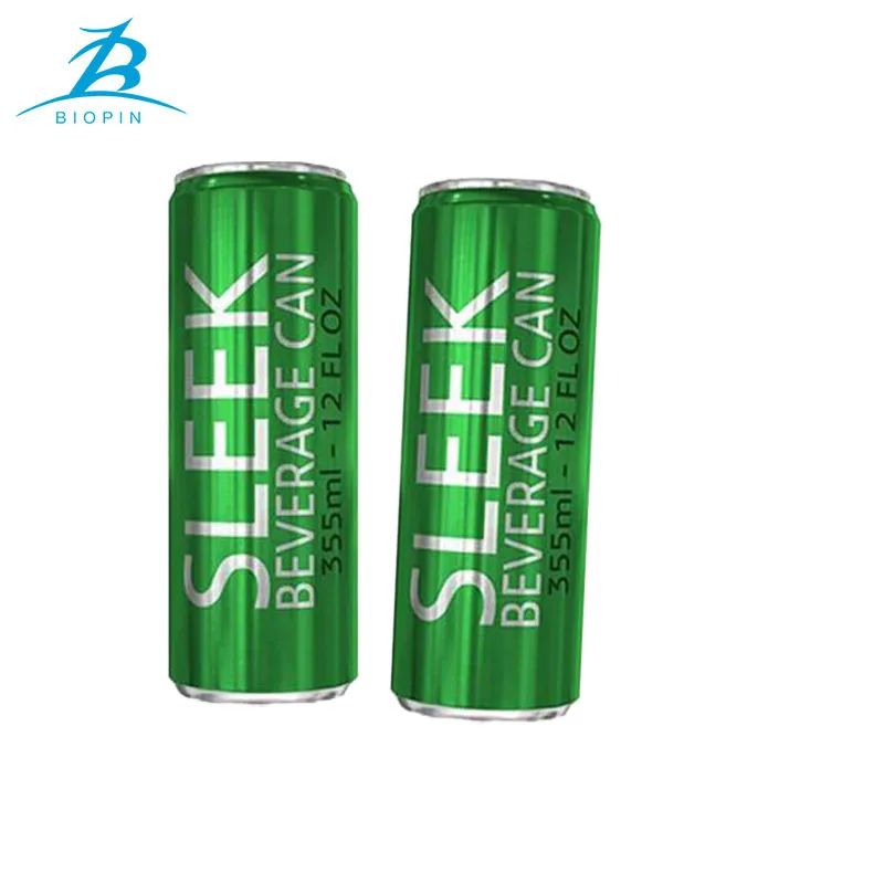 Empty printed 12oz metal aluminum can 355ml sleek cans with 202#SOT lid for soda energy drink beverage beer packaging