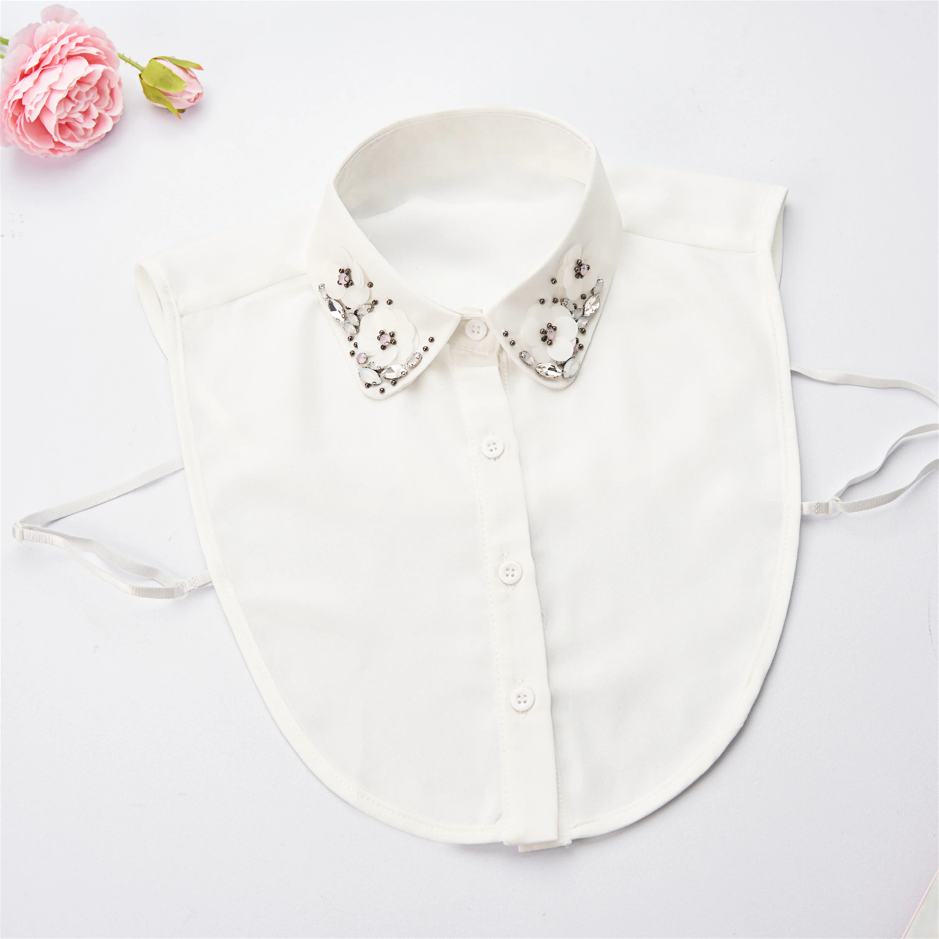 New Product Hand Sewn Pink Peach Blossom Removable Detachable Matching Shirt Fake Collar