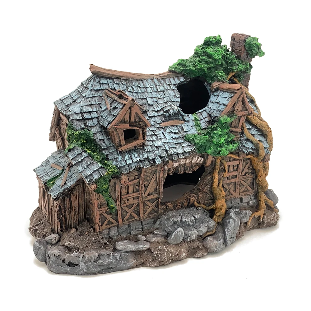 Wholesale Castle Aquarium Ornament Resin Hide Cave Fish Tank decor
