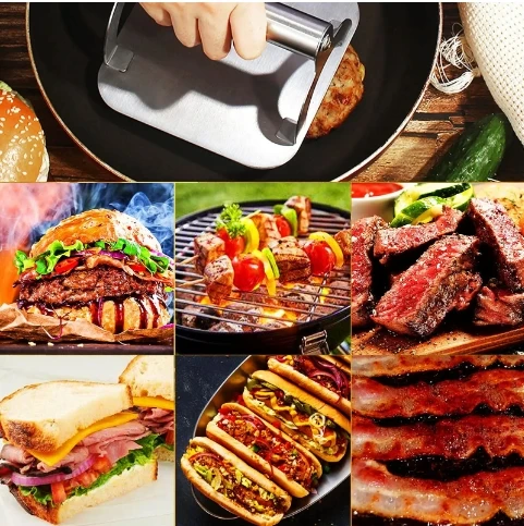 Smash Burger Cake Press Burger Press Patty Maker Stainless Steel Non-Stick Durable Heat-resisting Kitchen Smasher Griddle Tool