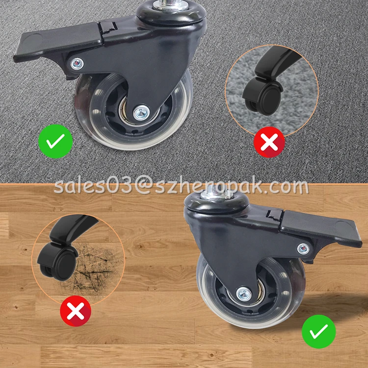US Stock Set of 5 Swivel Rubber Wheel Office Chair Wheels Locking Caster Replacement Office Chair Caster Wheels with Brakes