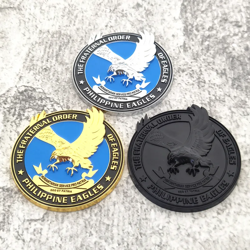 Eagle car Metal logo Custom Size Philippines Eagle Emblem Waterproof Anti-Rust Zinc Alloy Metal Crafts Car Emblem