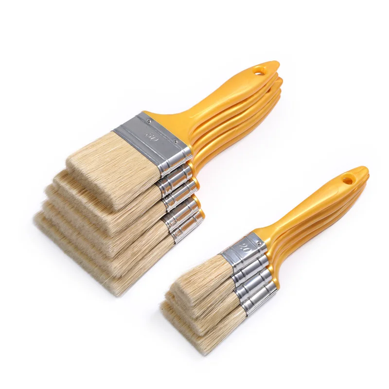 Industrial DIY Paint Brush Yellow Handle Plastic Tubes Hole