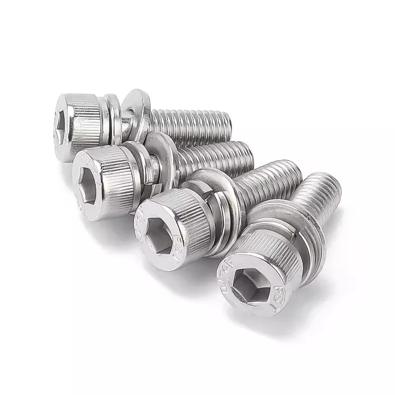 Free Sample Stainless Steel M2 M2.5 M3 M4 M5 M6 Cap Head Sems Assembly Screw Bolt With Flat Washer and Spring