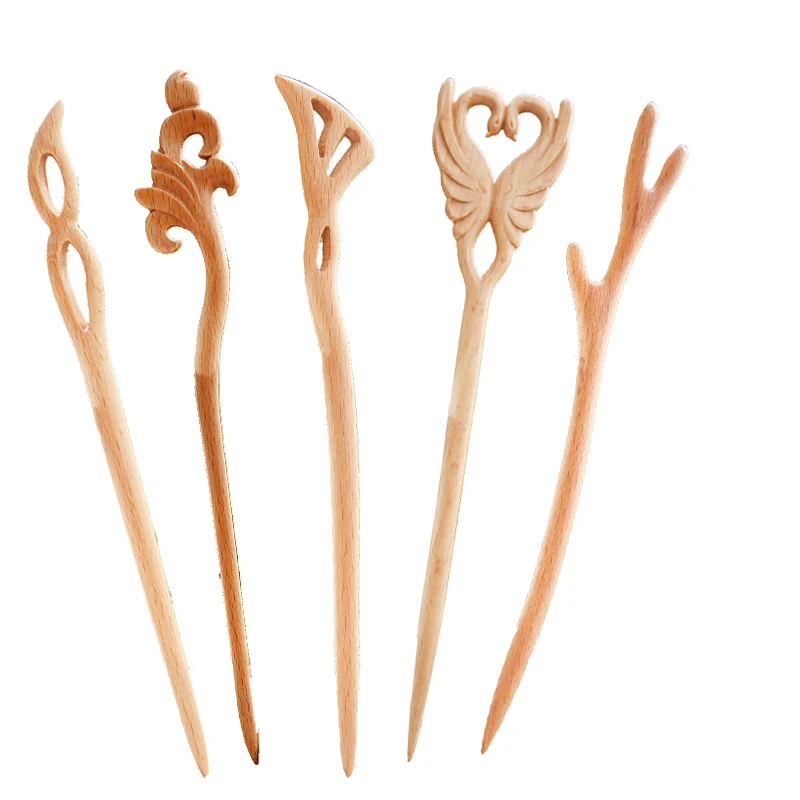 Wooden Hair Sticks Retro Wooden Hairpin Chinese Vintage Hair Handmade Carved for Women Bun Chignon Holder Accessories