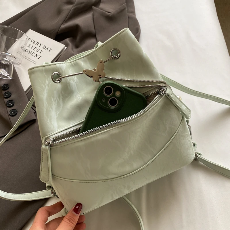 High-end stylish women's backpack 2024 new all-match backpack tote bag multi-purpose shoulder bucket bag