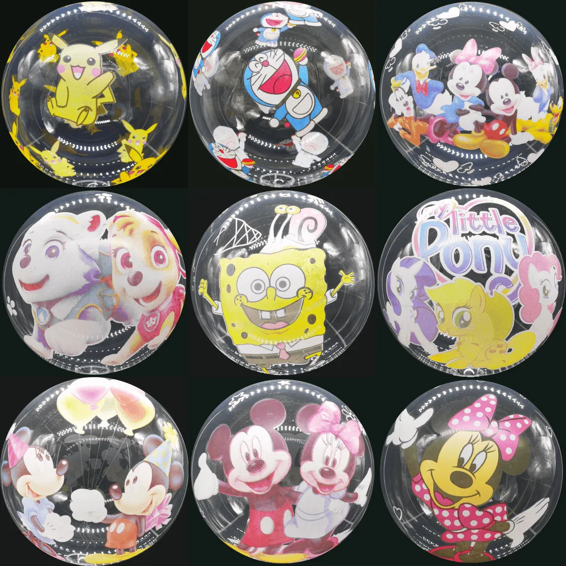 Balloon Wholesale 20 Inch Cartoon Printed Stretched Transparent Bobo Bubble Balloons Clear Globo Birthday Bobo Balloon