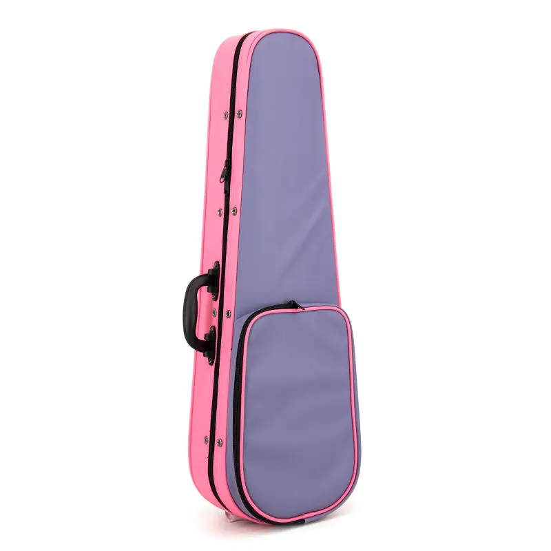Wholesale Cheaper Guitar Case Comfortable Foam Violin Case Pink & Purple Leather Covered Polystyrene Music Case For Musician