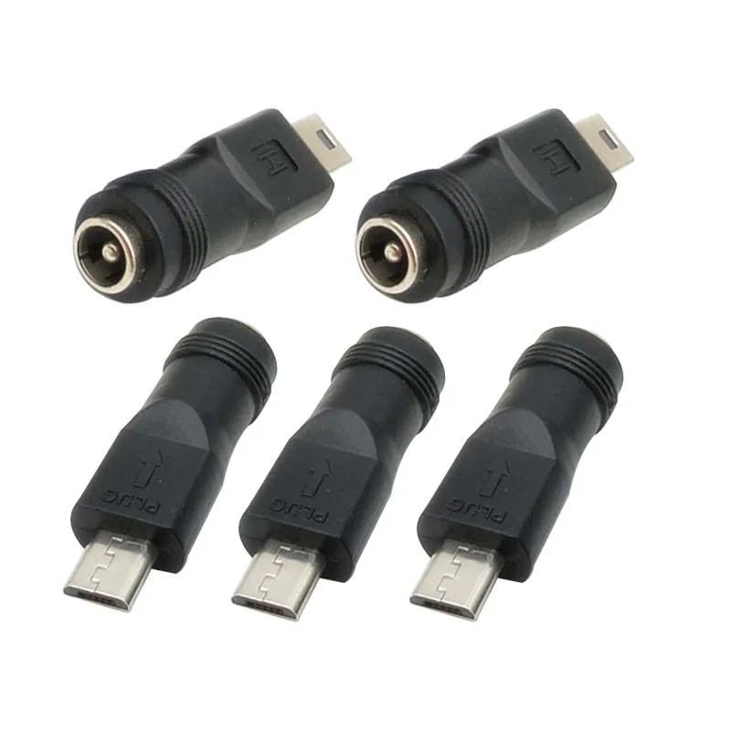 DC Power USB 3.1 Type C/Mini USB/Micro USB Male to 5.5mm x 2.1mm Female Adapter