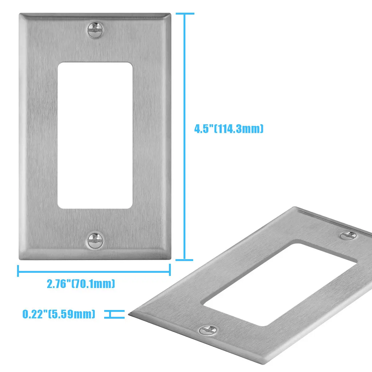 Hooanke 1 2 3 4-Gang Corrosion Resistant 2.15 Receptacle Wallplate Stainless Steel