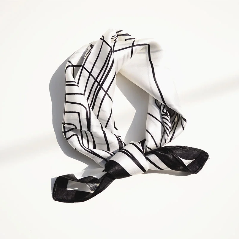 
Черный, белый геометрический китайский Шелковый квадратный головной шарф из 100% натурального шелка унисекс мужской женский шейный платок бандана 50*50 