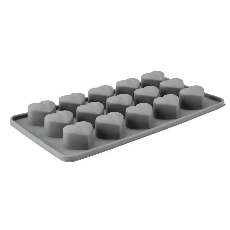 15 Cativies Matt Finished Heart Shape Silicone Candy Chocochips Chocolate Wafer Mould Ice Cube Tray