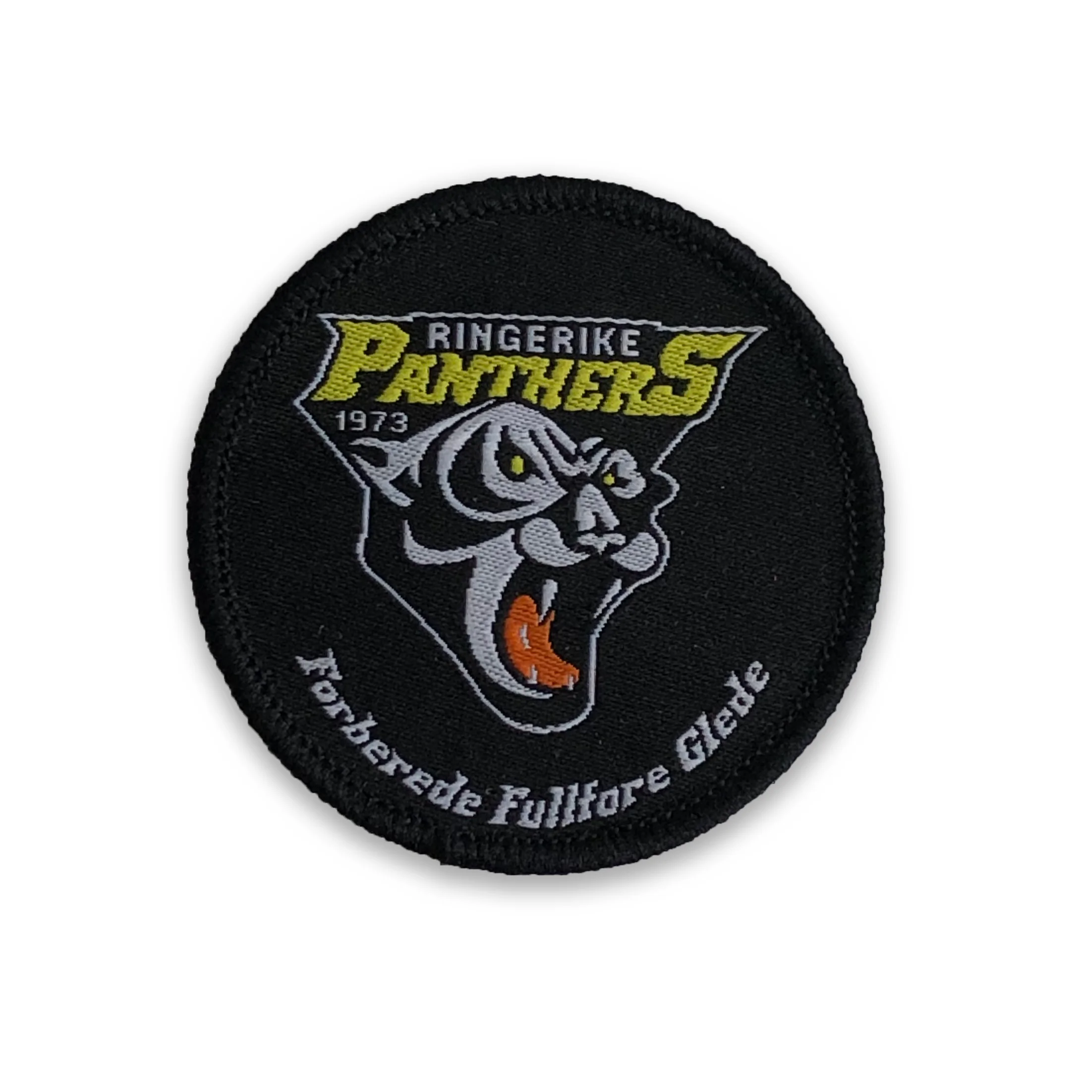 Custom velcro hooks on backside and border iron-on adhesive on backing 2.5' circle woven sublimation patches