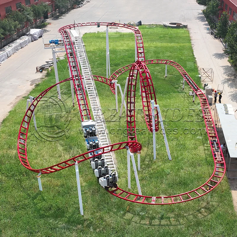 Extreme Amusement Park Equipment Adventure Games 12 Passengers Rail Roller Coaster For Kids And Adults