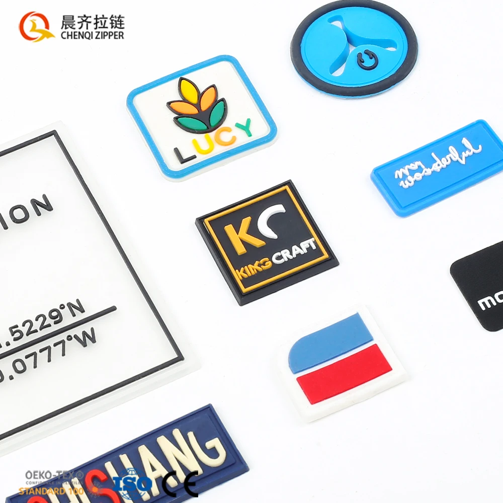 Heat Press Soft PVC Parches Wholesale Custom Logo Personalisable Iron on Embossed Rubber Label Patches for Hats Caps