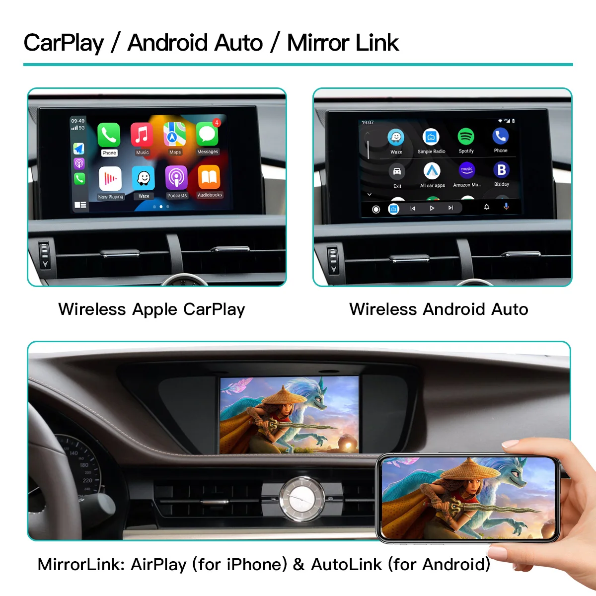 Autoabc беспроводной Carplay декодер для Lexus Ux Lx Ct автомобильный экран надстройка Android Auto интерфейсная коробка дисплей зеркало Iphone