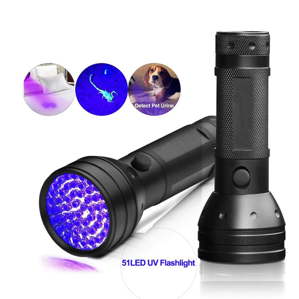51 LED Blacklight Pet Urine Detector for Dog/Cat Urine,Dry Stains,Bed Bug, Matching with Pet Odor Eliminator UV Flashlight Black