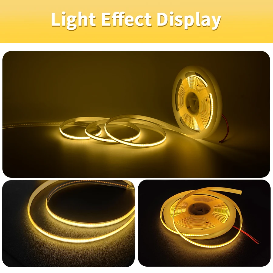 COB LED Strip Lights 12V 24V 10M 5M 3M 2M 1M 320LEDs/M High Density Flexible LED Tape 2700K 4500K 6000K Kitchen Room Decor 8mm