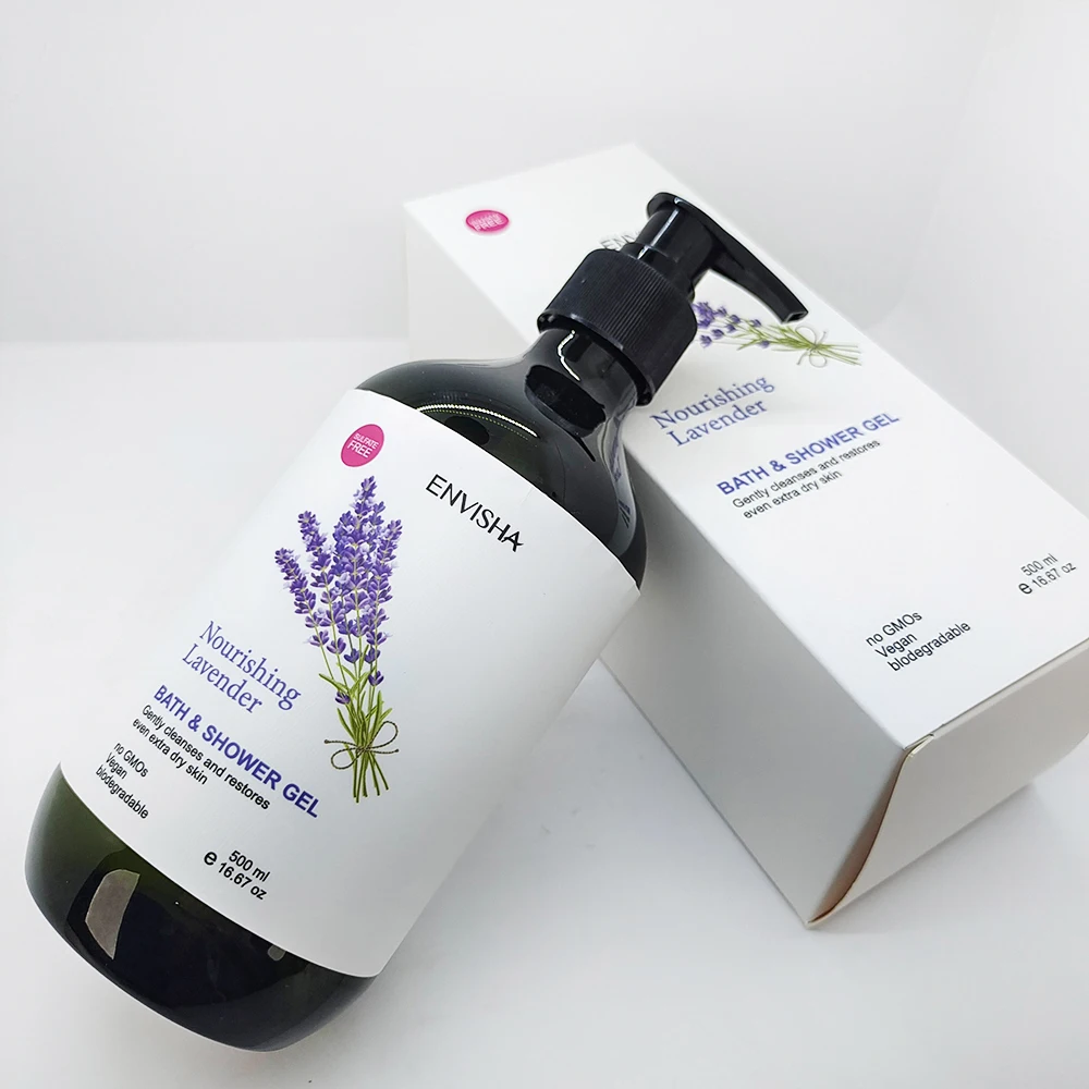 Custom Body Wash Private Label Lavender Fragrance Lightening Foaming Shower Gel 500ml
