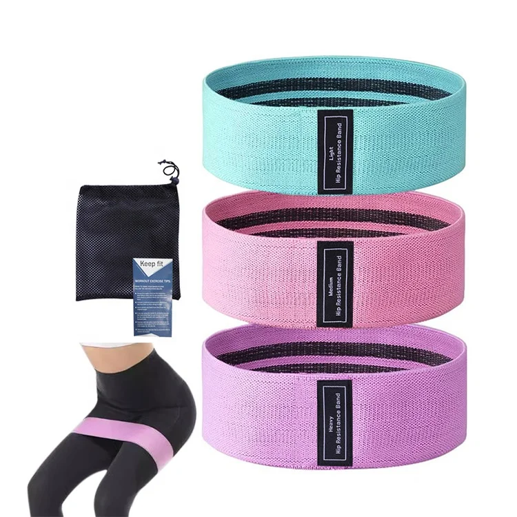 Custom Fitness Workout Hip Resistance Exercise Band Yoga Elastic Band Fabric Resistance Yoga Bands
