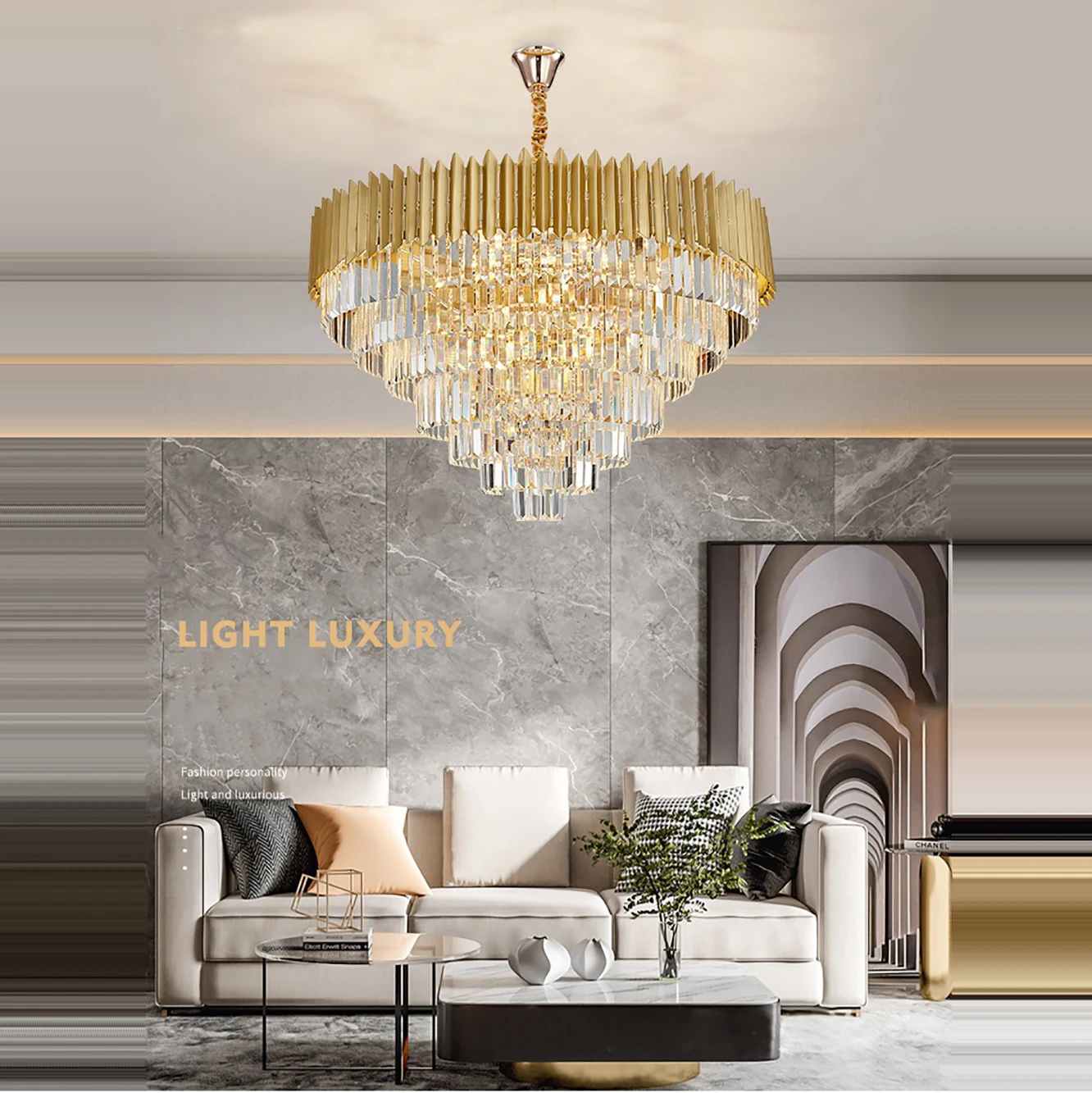 Customization Large 128W Luxury Decoration Lobby Chandelier LED Hotel Modern Ceiling Pendants Crystal Chandelier