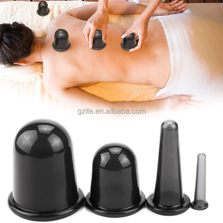 factory supply four pcs body and face massage tools ventosa cupping Hijama vacuum silicone massage cupping cups set