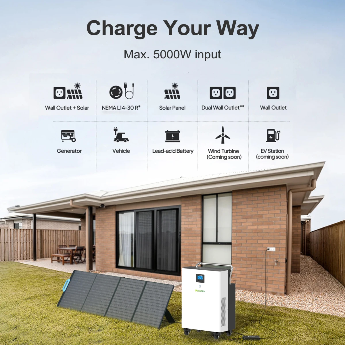 Top Portable Power Station 5KW for Home UPS Energy Storage Backup Solar Power Charging Station LiFePO4 220V 5000W