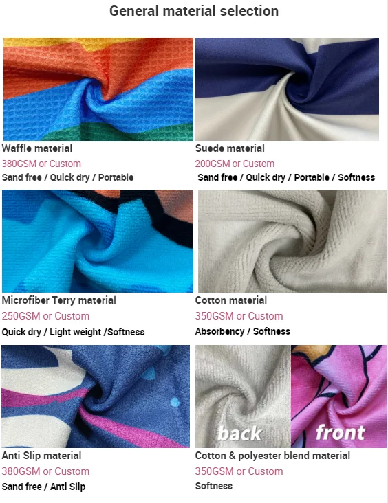 wholesale quick dry sand free Custom Lightweight Logo Design Sublimated Digital Printed MicroFibre beach towel with travel bag