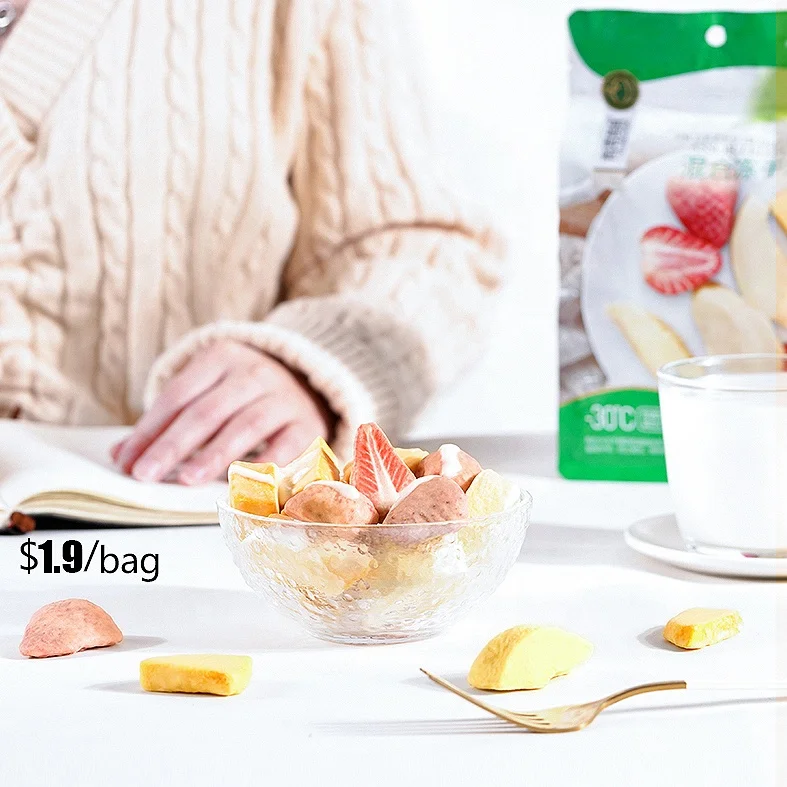 
Baby Snack Natural High Quality Organic Sweet Strawberry Durian Mango Pieapple Slice Freeze Dried Fruit 