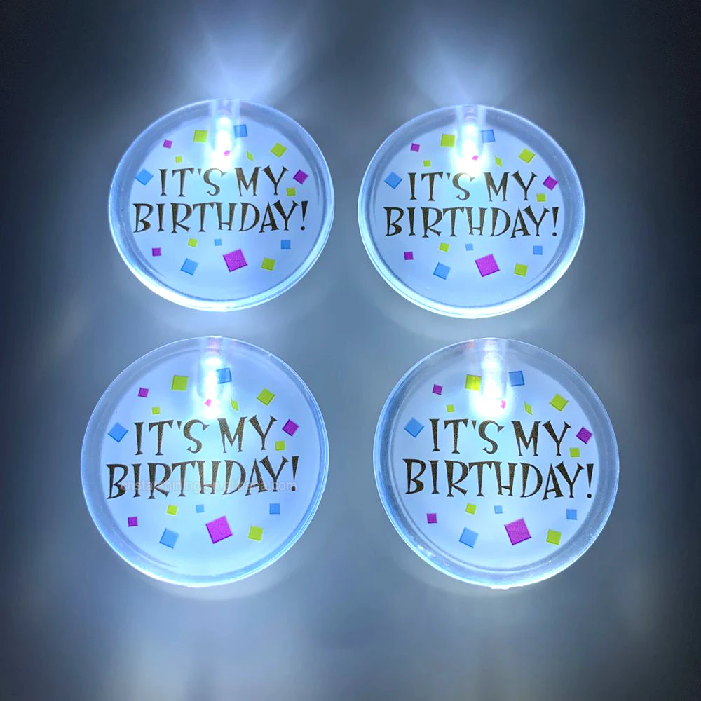 Factory supplier PS customized logo LED blank badge round shape LED blinking button pin colorful LED pin badge