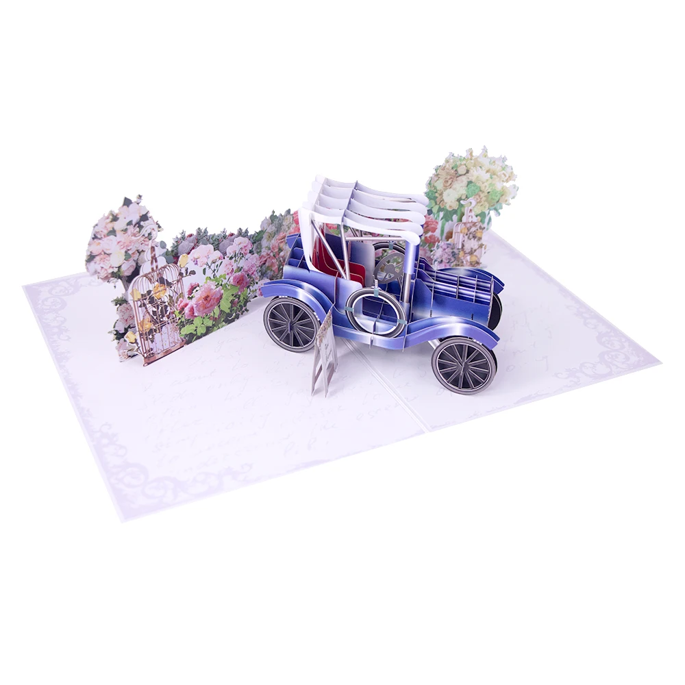 3d greeting pop up card wedding invitation wedding classic car model design customize